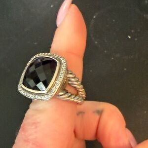 David Yurman Large Albion Ring 20mm Deep Purple Amethyst w/ Diamonds